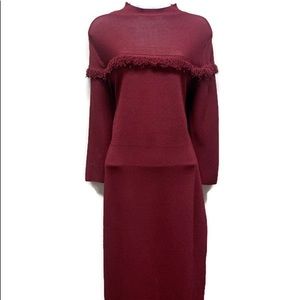EVA MENDES BURGUNDY ALICE 3/4 SLEEVE SWEATER DRESS